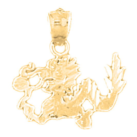 Yellow Gold-plated Silver Dragon Pendant