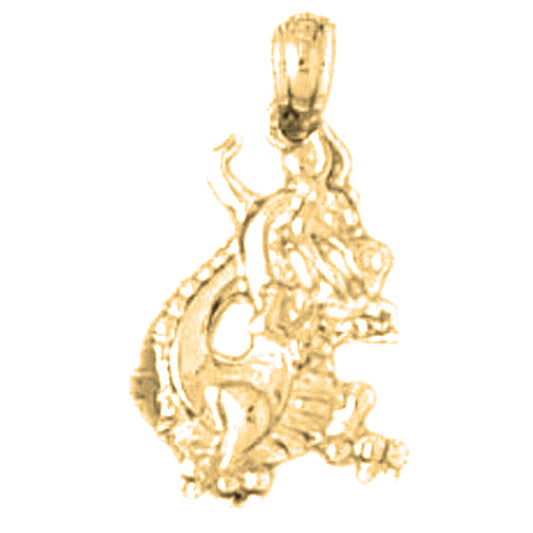 Yellow Gold-plated Silver Dragon Pendant