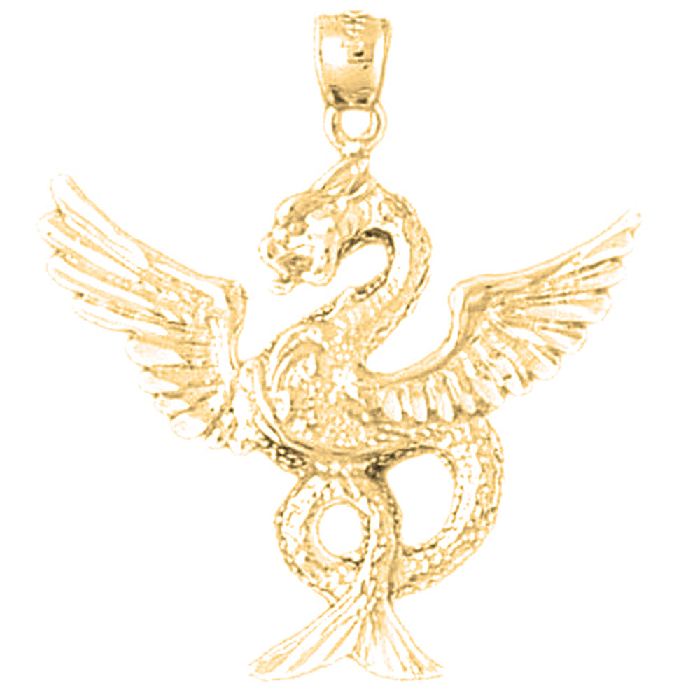 Yellow Gold-plated Silver Dragon Pendant