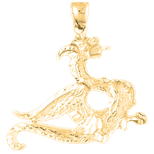 Yellow Gold-plated Silver Dragon Pendant