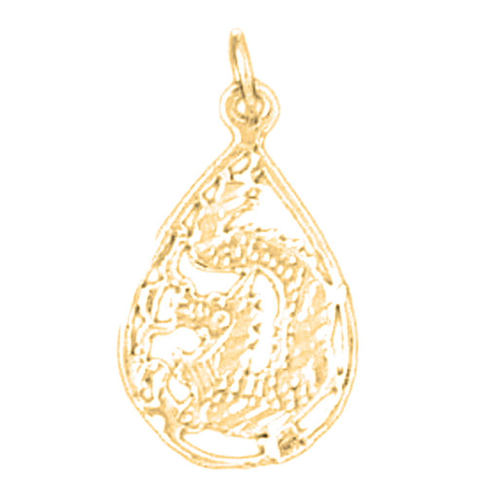 Yellow Gold-plated Silver Dragon Pendant