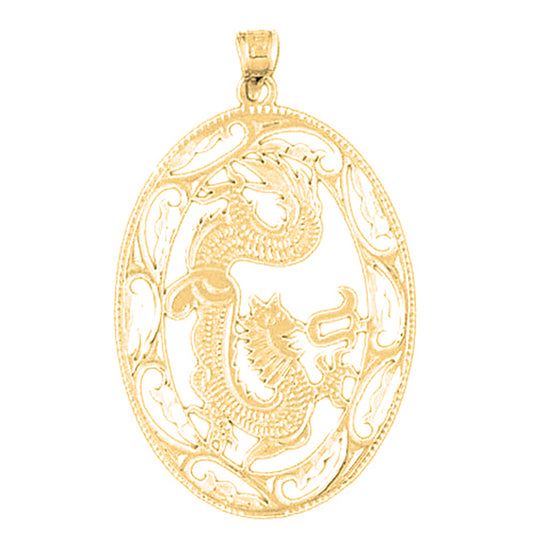 Yellow Gold-plated Silver Dragon Pendant