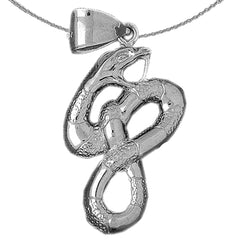 Sterling Silver Snake Pendant (Rhodium or Yellow Gold-plated)