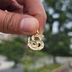 10K, 14K or 18K Gold Rattle Snake Pendant