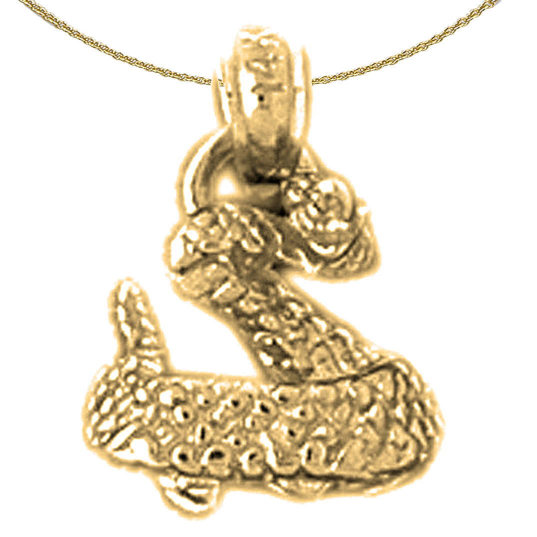 14K or 18K Gold Rattle Snake Pendant
