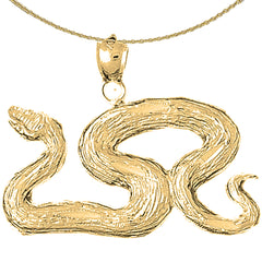 Sterling Silver Snake Pendant (Rhodium or Yellow Gold-plated)