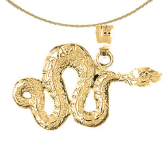 Sterling Silver Boa Constrictor Snake Pendant (Rhodium or Yellow Gold-plated)