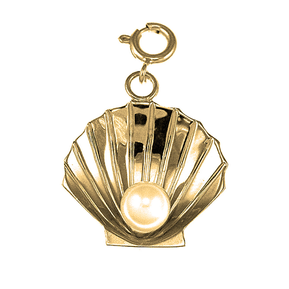 Yellow Gold-plated Silver Shell With Pearl Pendant