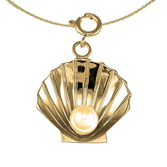 Sterling Silver Shell With Pearl Pendant (Rhodium or Yellow Gold-plated)