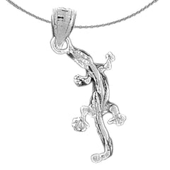 Sterling Silver Lizard Pendant (Rhodium or Yellow Gold-plated)
