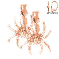 14K or 18K Gold 19mm Spider Earrings