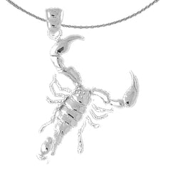 Sterling Silver Scorpion Pendant (Rhodium or Yellow Gold-plated)