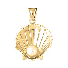 Yellow Gold-plated Silver Shell With Pearl Pendant