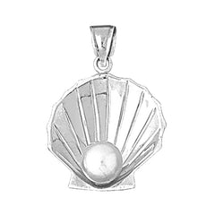 Sterling Silver Shell With Pearl Pendant