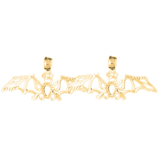 Yellow Gold-plated Silver 12mm Bat Earrings