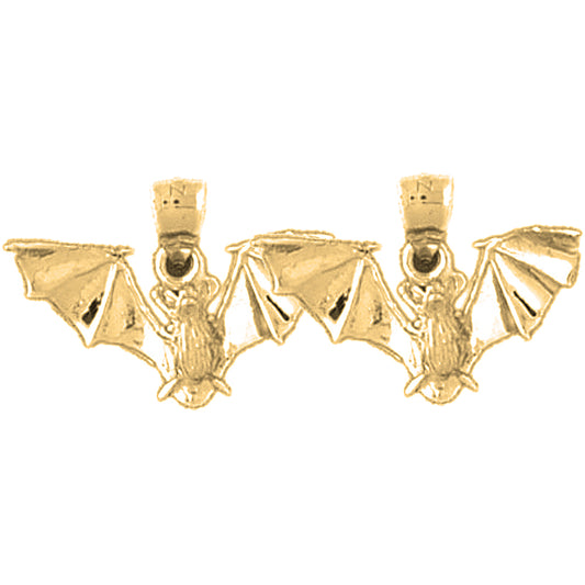Yellow Gold-plated Silver 15mm Bat Earrings