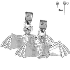 Sterling Silver 19mm Bat Earrings (White or Yellow Gold Plated)
