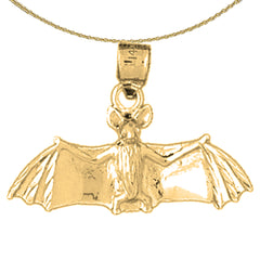 Sterling Silver Bat Pendant (Rhodium or Yellow Gold-plated)