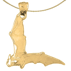 Sterling Silver Bat Pendant (Rhodium or Yellow Gold-plated)