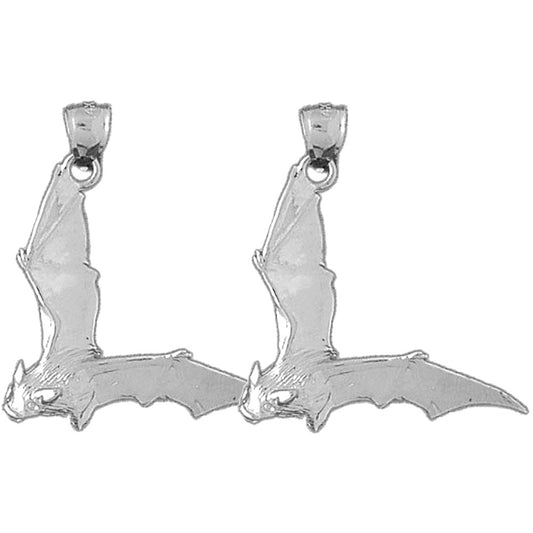 Sterling Silver 32mm Bat Earrings