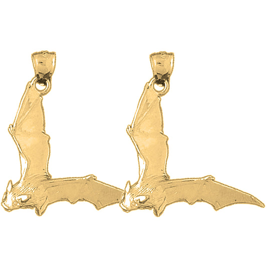 Yellow Gold-plated Silver 32mm Bat Earrings