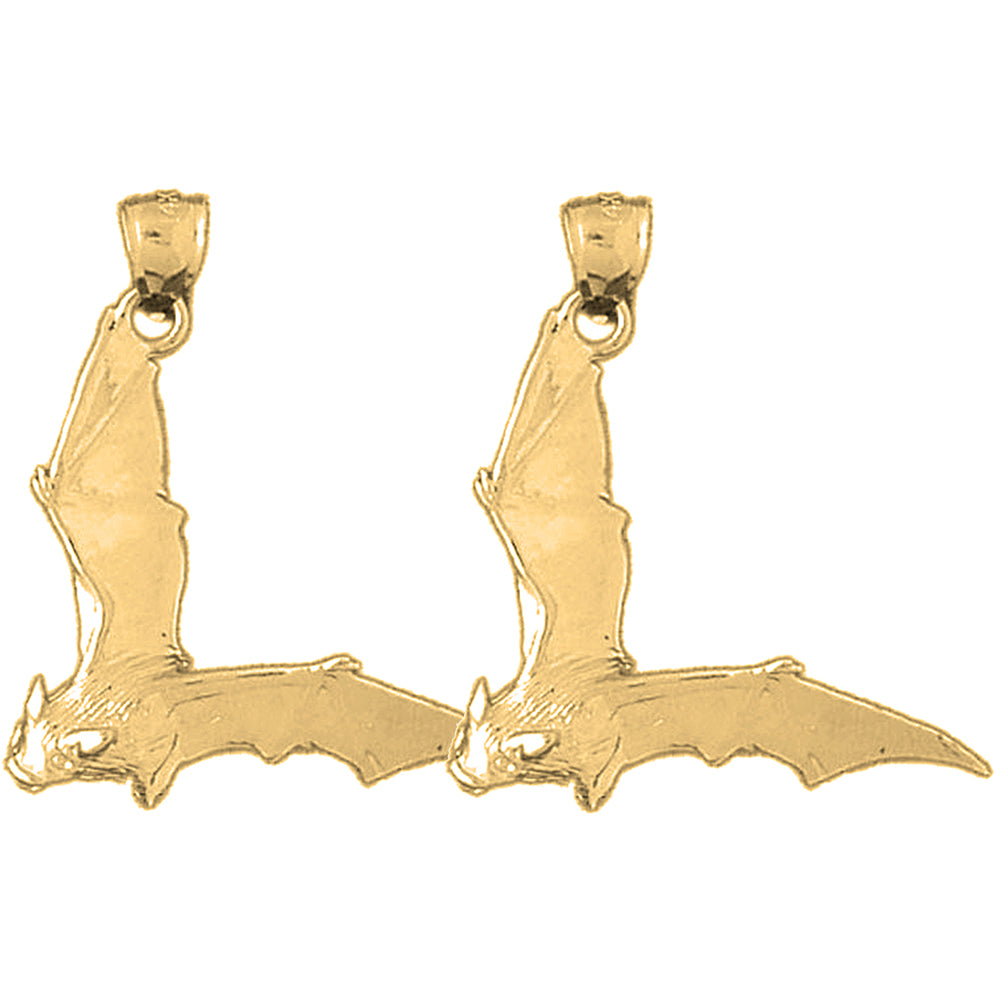 14K or 18K Gold 32mm Bat Earrings