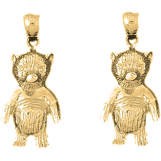 14K or 18K Gold 26mm Teddy Bear Earrings