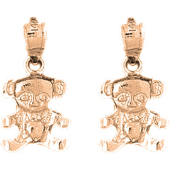 14K or 18K Gold 19mm Teddy Bear Earrings