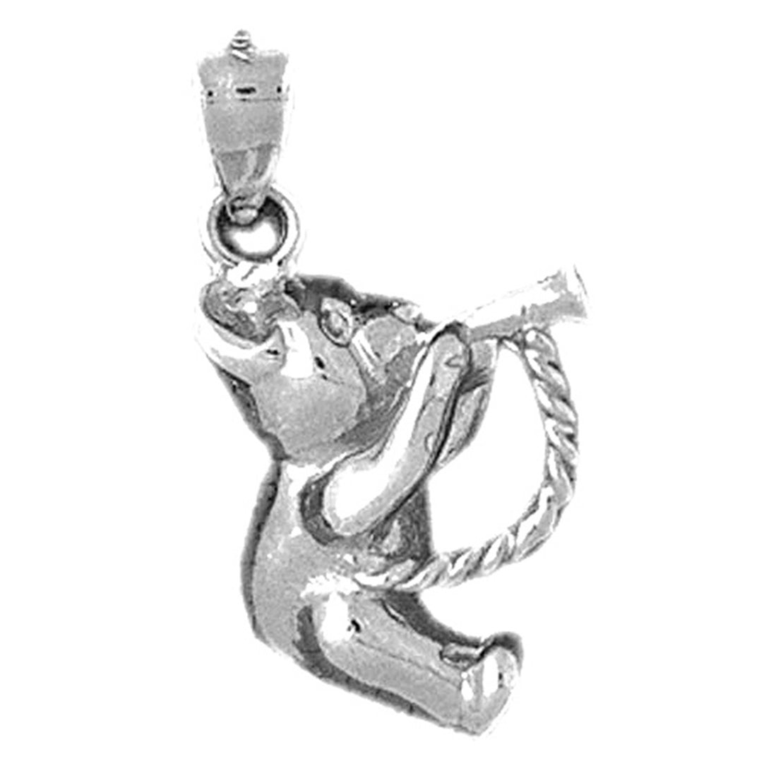 Sterling Silver Teddy Bear With Horn Pendant