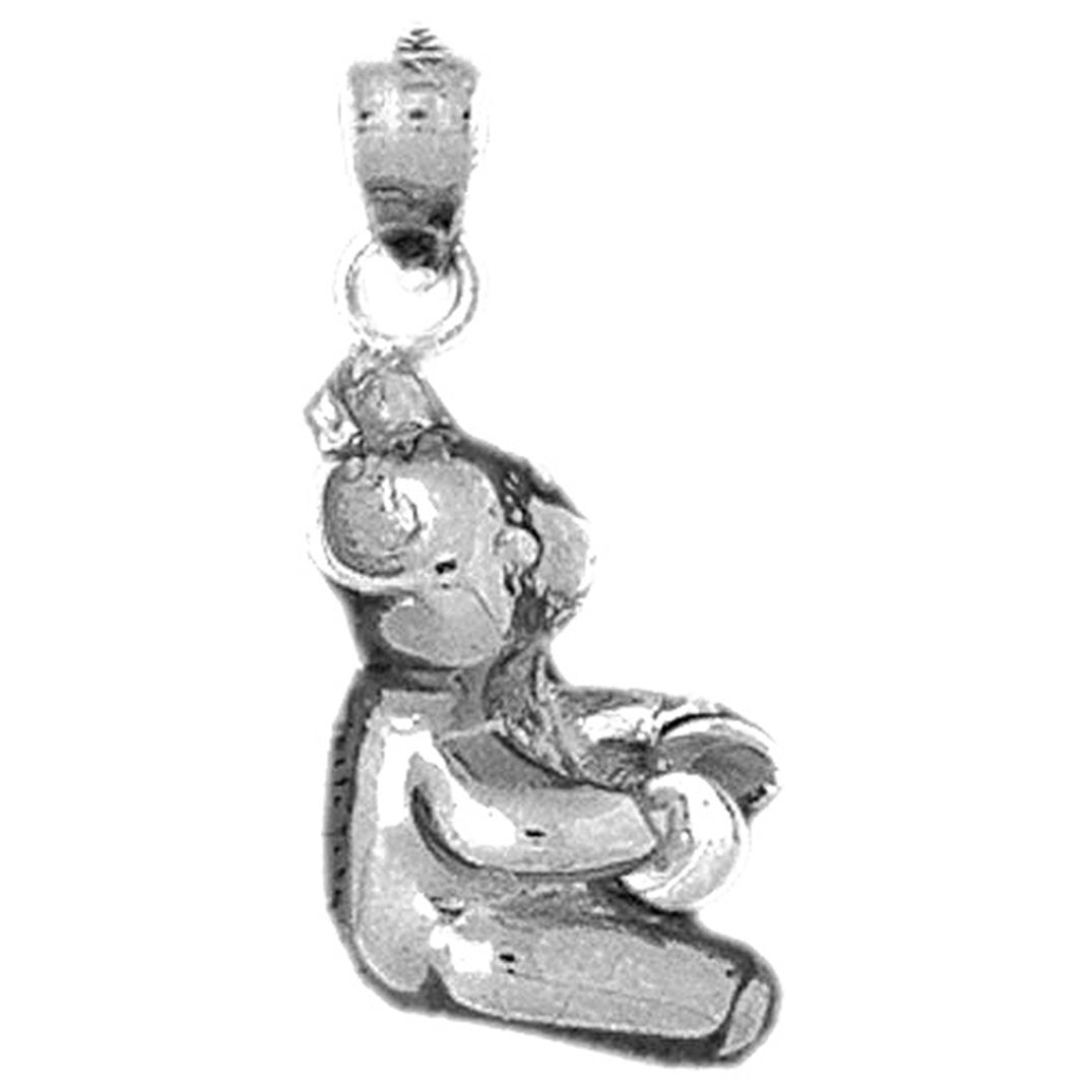 Sterling Silver Teddy Bear With Cymbals Pendant