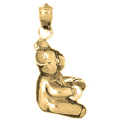 Yellow Gold-plated Silver Teddy Bear With Cymbals Pendant