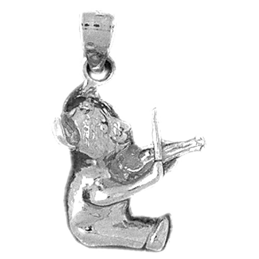 Sterling Silver Teddy Bear With Violin Pendant
