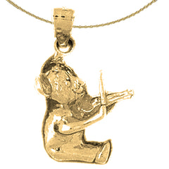 Osito de peluche de plata de ley con colgante de violín (bañado en rodio o oro amarillo)