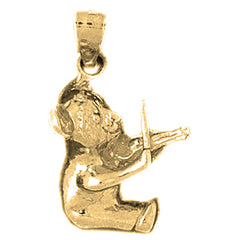 Yellow Gold-plated Silver Teddy Bear With Violin Pendant