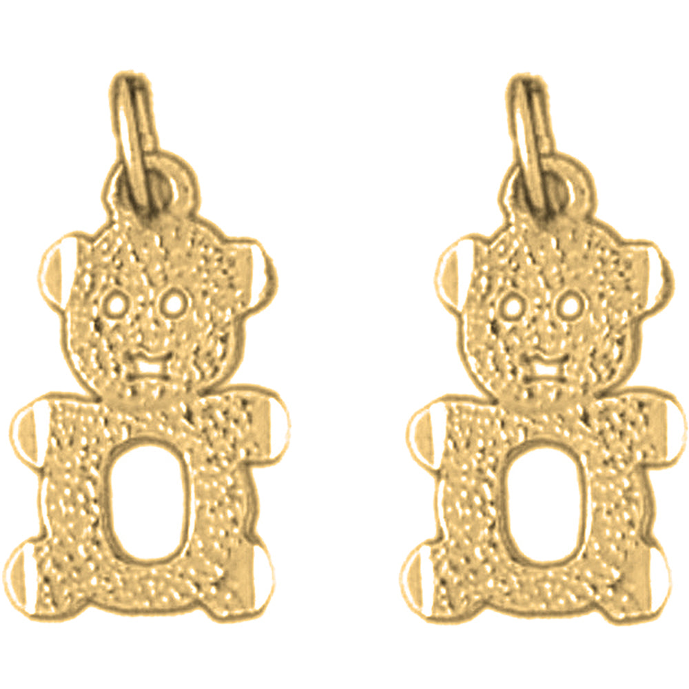 14K or 18K Gold 17mm Teddy Bear Earrings