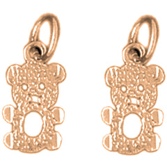 14K or 18K Gold 15mm Teddy Bear Earrings