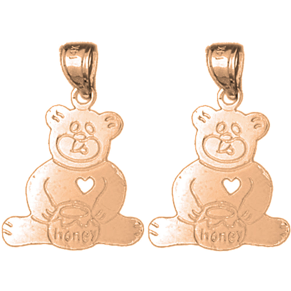 14K or 18K Gold 22mm Teddy Bear Earrings