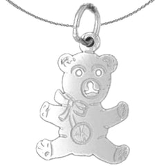 Sterling Silver Teddy Bear Pendant (Rhodium or Yellow Gold-plated)