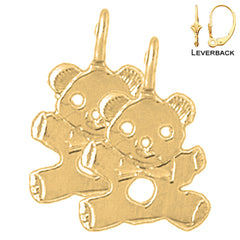 14K or 18K Gold Teddy Bear Earrings