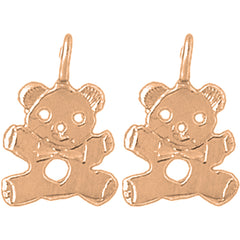 14K or 18K Gold 18mm Teddy Bear Earrings