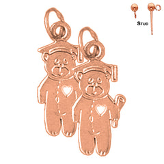 14K or 18K Gold Teddy Bear Earrings