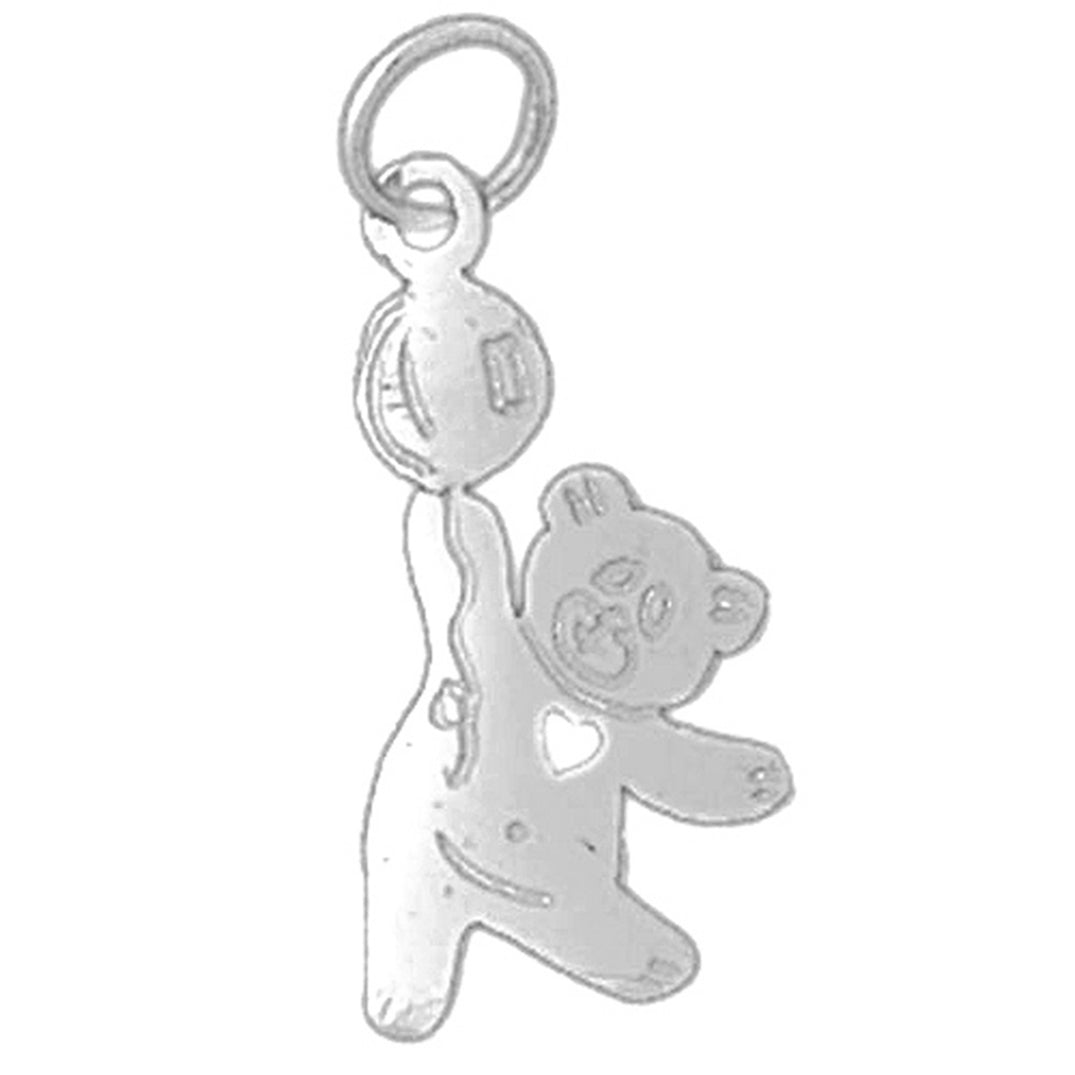 Sterling Silver Teddy Bear With Balloons Pendant