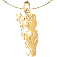14K or 18K Gold Teddy Bear With Balloons Pendant