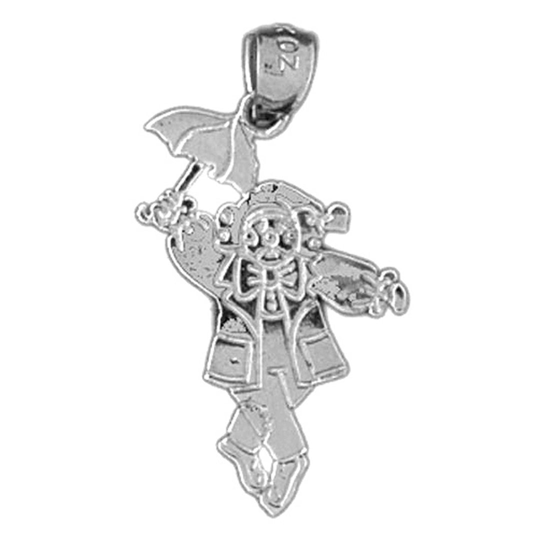 Sterling Silver Teddy Bear With Umbrella Pendant
