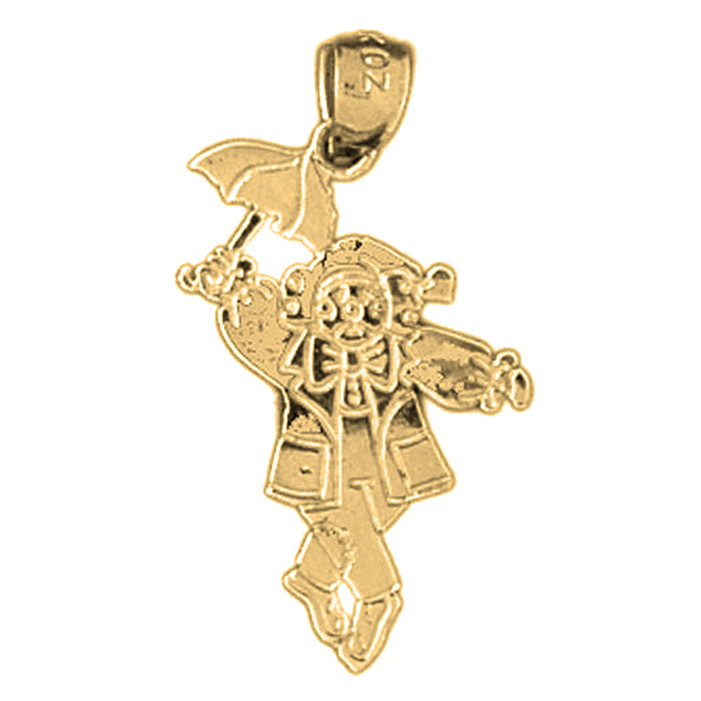 Yellow Gold-plated Silver Teddy Bear With Umbrella Pendant