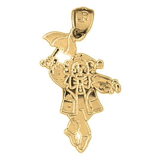 Yellow Gold-plated Silver Teddy Bear With Umbrella Pendant