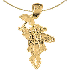 Sterling Silver Teddy Bear With Umbrella Pendant (Rhodium or Yellow Gold-plated)