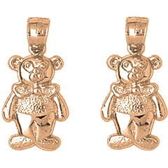 14K or 18K Gold 20mm Teddy Bear Earrings