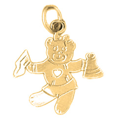 Yellow Gold-plated Silver Teddy Bear Cheerleader Pendant