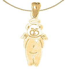 Sterling Silver Teddy Bear Pendant (Rhodium or Yellow Gold-plated)